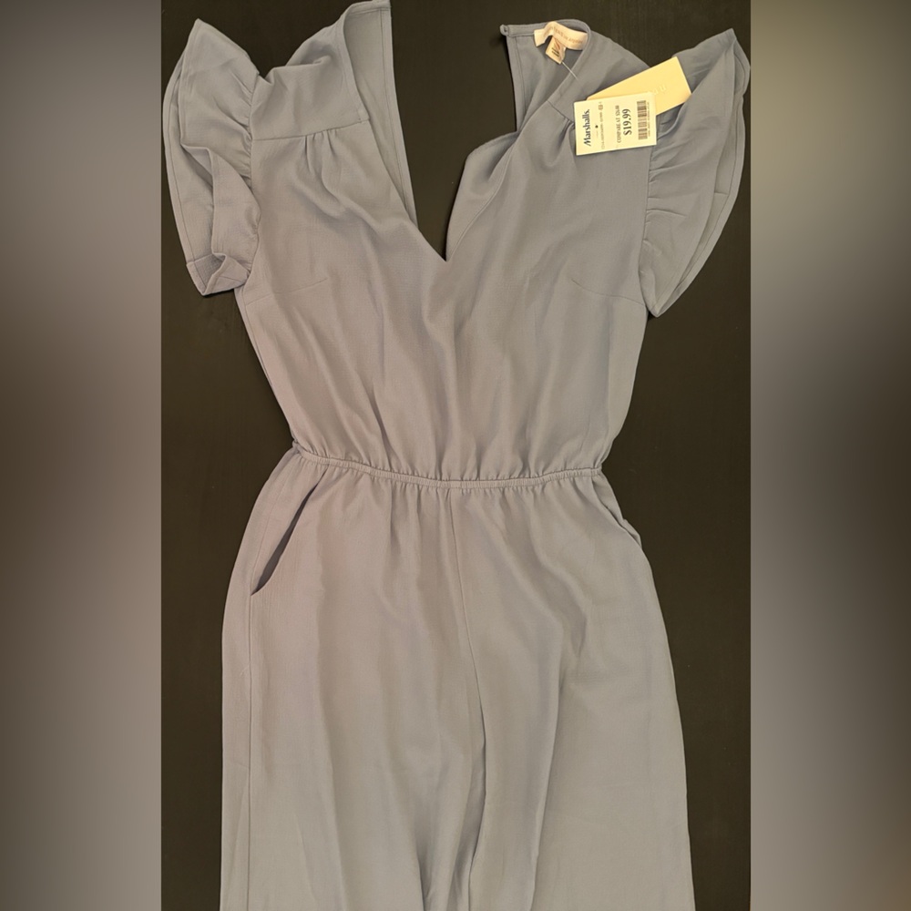 NWT Monteau Slate Blue Ruffle Long Romper 🩵 - Small